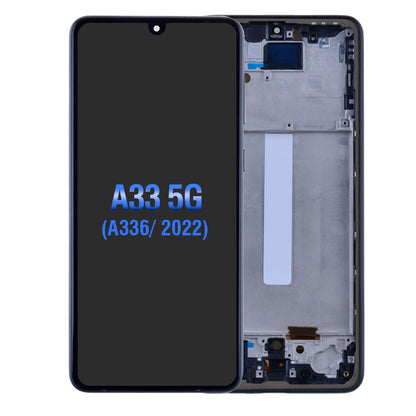 OLED Screen Digitizer with Frame Replacement for Samsung Galaxy A33 5G (2022) A336 (Aftermarket)(1:1 Size) - Black