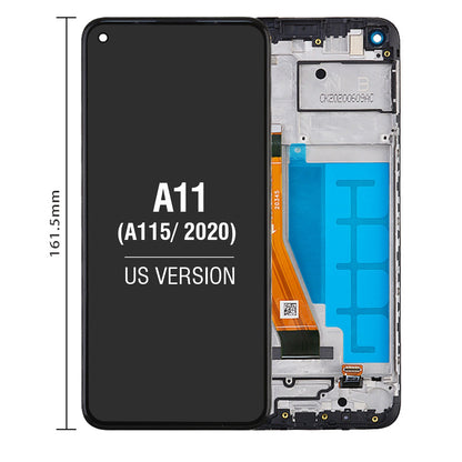 LCD Screen Digitizer Assembly With Frame for Samsung Galaxy A11(2020) A115U (for America Version) (Size 161.5mm) - Black