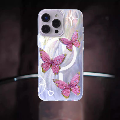 Compact Case for iPhone 15 Pro Max Pink Butterfly Design,[Compatible with MagSafe] Cute Soft Slim TPU Shockproof Protective Phone Cases Cover for Women Aesthet...