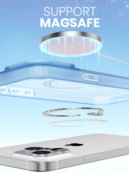 Magnetic Case for iPhone 16 Plus with Card Hold and Lanyard, Translucent Matte Slim Shockproof Compatible with MagSafe - Black