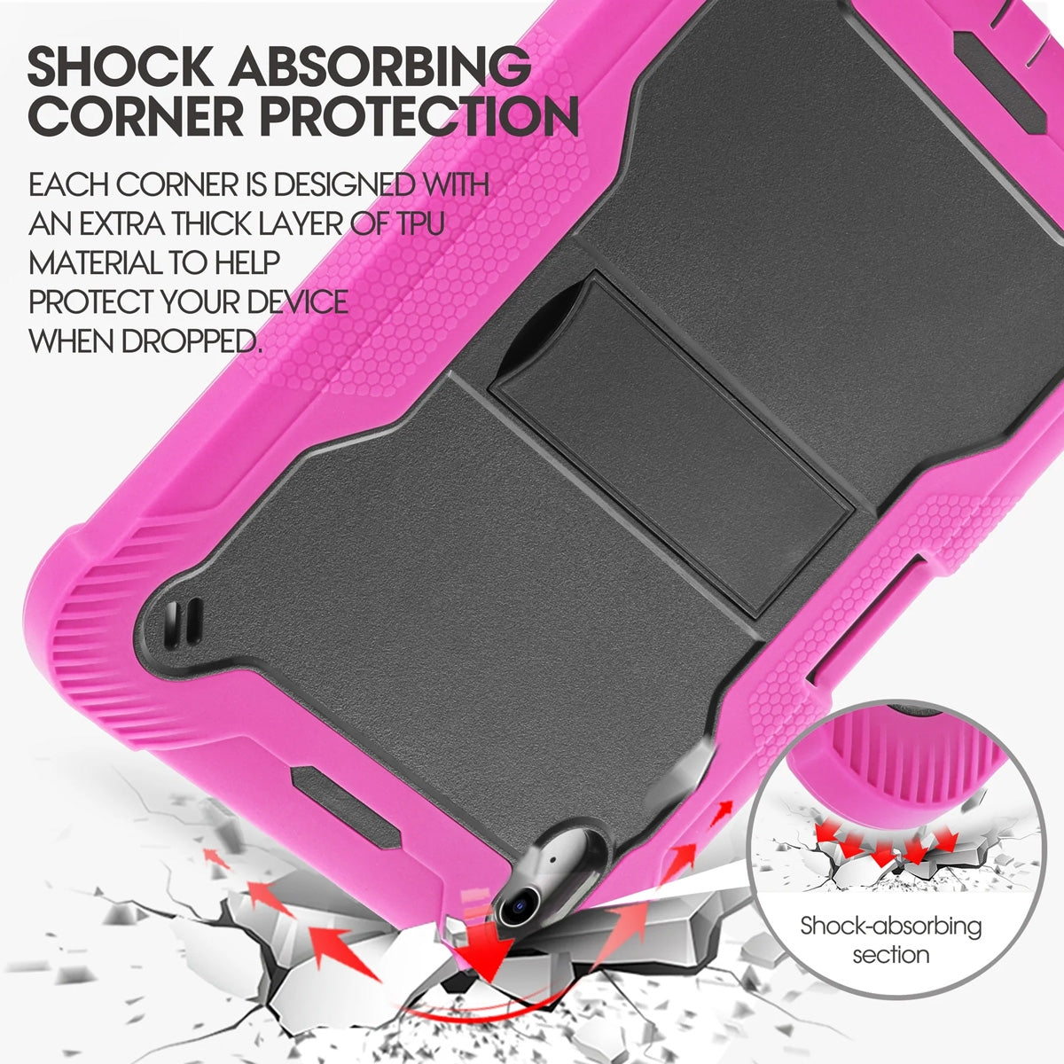 iPad 10.9 10th Gen Heavy Duty Shockproof Case  - Black/Hot Pink