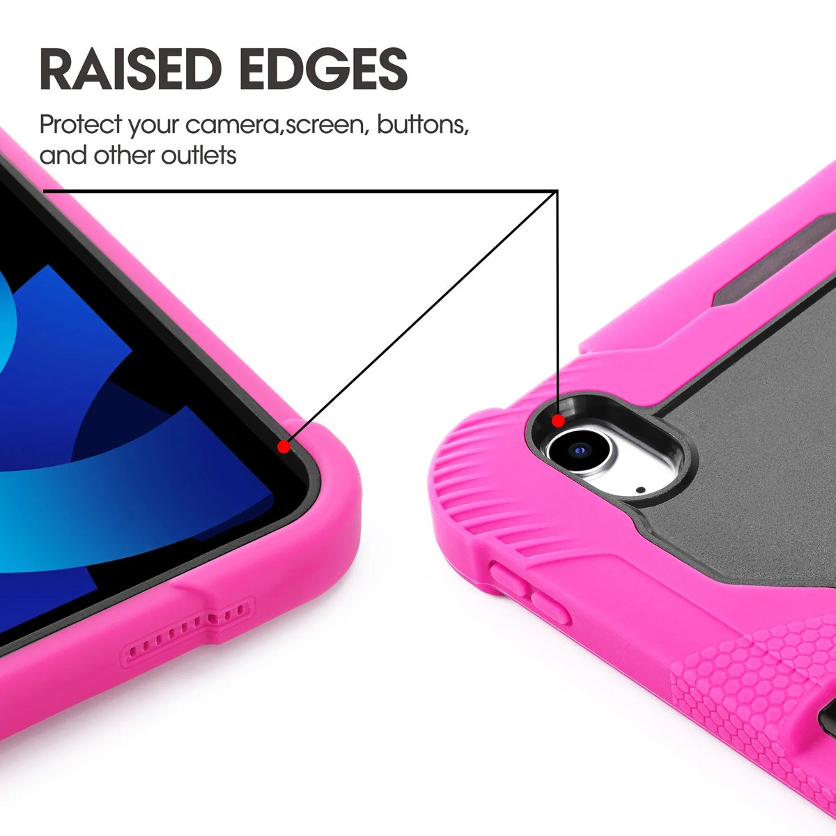 iPad 10.9 10th Gen Heavy Duty Shockproof Case  - Black/Hot Pink