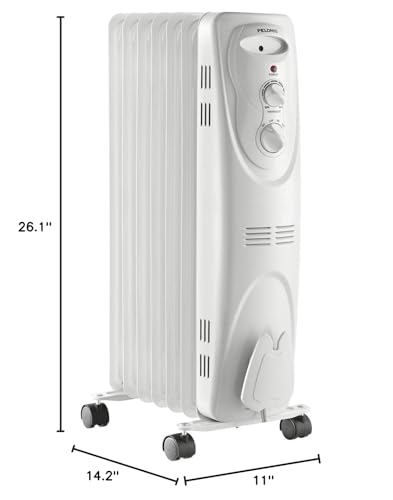 Pelonis Oil Filled Radiator Heater for Large Space, 2025 Upgraded, Space Heaters with 1500W Quiet Warmth Radiant Heater, 3 Heating Modes, Overheat & Tip-Over Protection, Adjustable Thermostat, Black