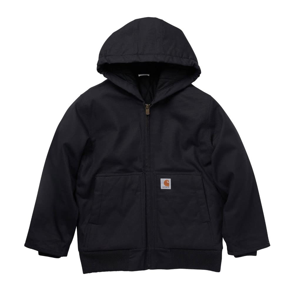 Carhartt Boys' Flannel-Lined Hooded Canvas Insulated Zip-Up Jacket