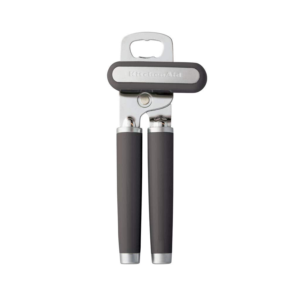 KitchenAid Classic Multifunction Can Opener and Bottle Opener Easy to Use, Razor Sharp Stainless Steel Cutting Wheel, Soft Ergonomic Handles, Black