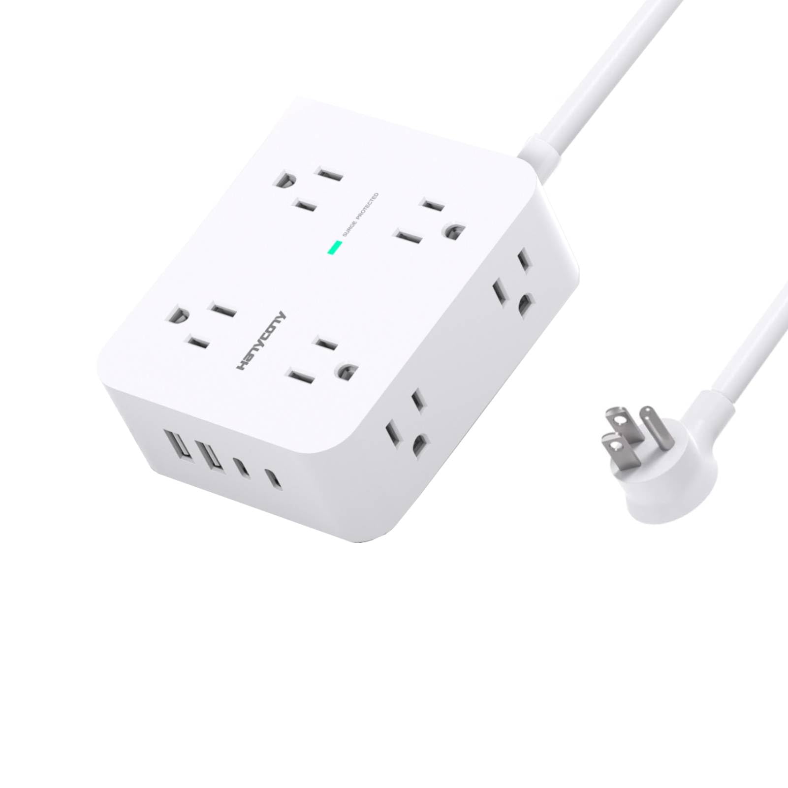 Surge Protector Power Strip, HANYCONY Extension Cord with Multiple Outlets, 5 Ft Ultra Thin Flat Plug 8 Outlets 4 USB Ports(2USB C), 1080J Outlet Extender for Home Office College Dorm Room Essentials