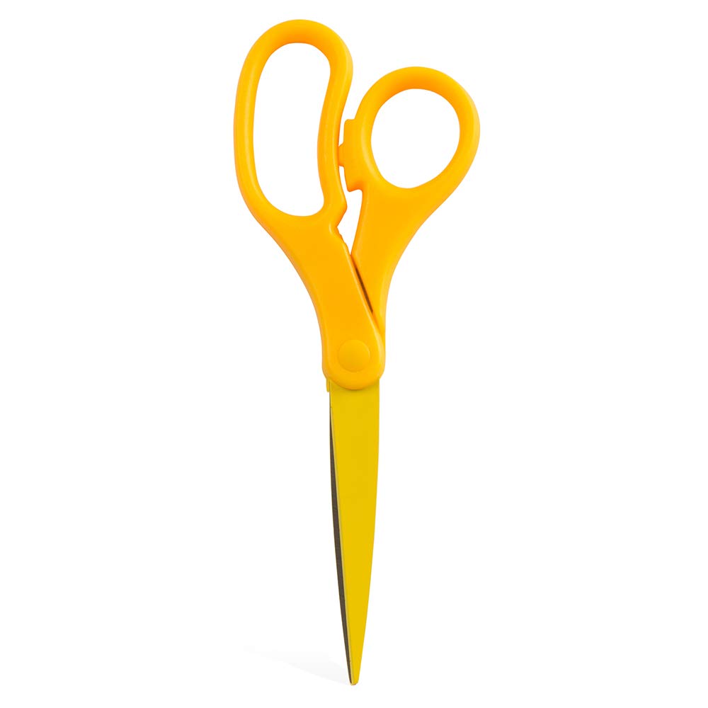 JAM PAPER Multi-Purpose Precision Scissors - 8 Inch - Neon Lime Green - Ergonomic Handle & Stainless Steel Blades - Sold Individually