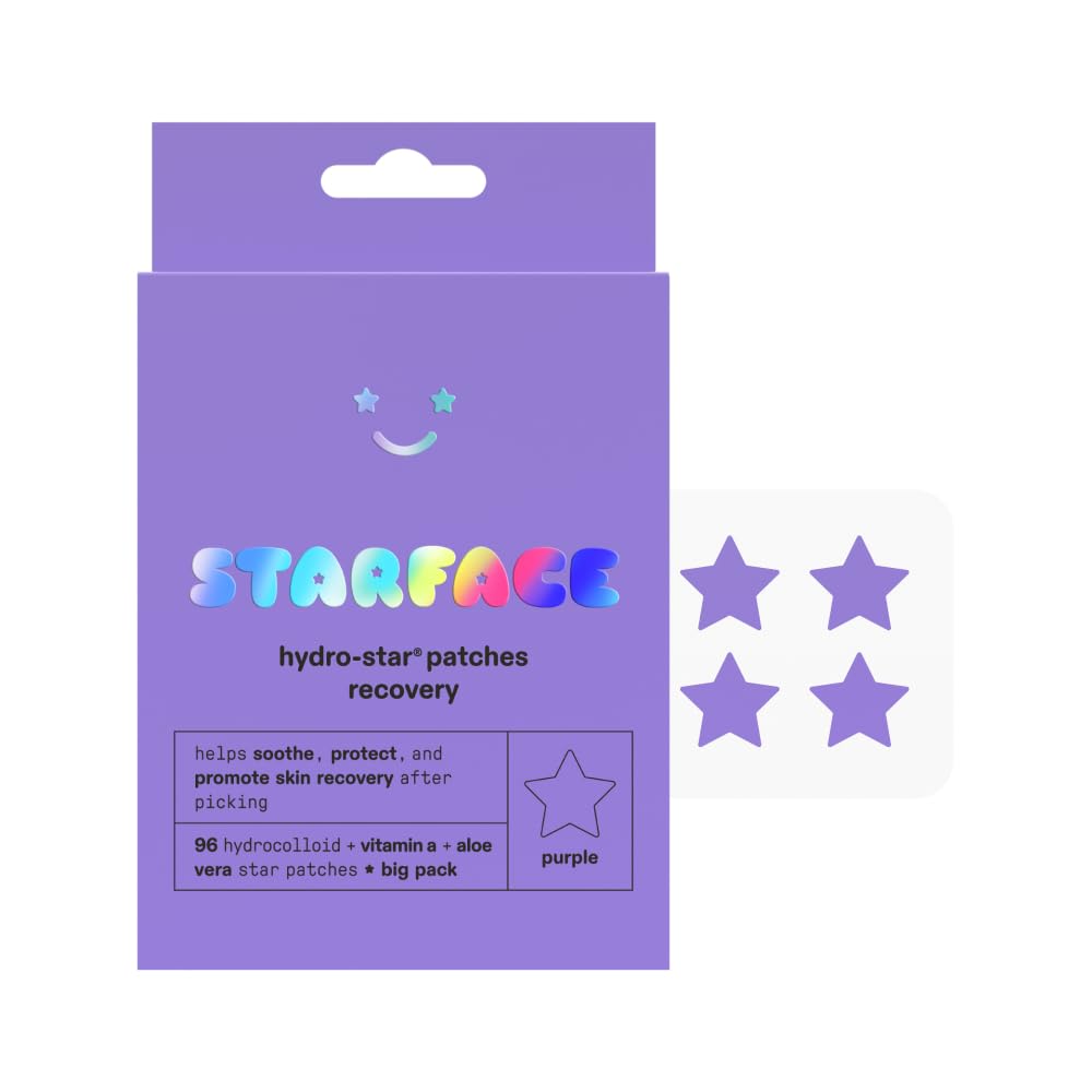 Starface Hydro-Stars BIG PACK, Hydrocolloid Pimple Patches, Absorb Fluid and Reduce Redness, Cute Star Shape, Cruelty-Free Skincare (96 Count)