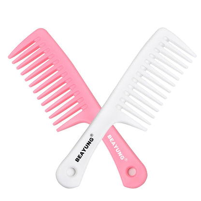 2PCS Large Wide Tooth Comb, Shower Combs, Hair comb for wet curly hair, Durable Hair Brush for Best Styling and Professional Hair Care(2Black)