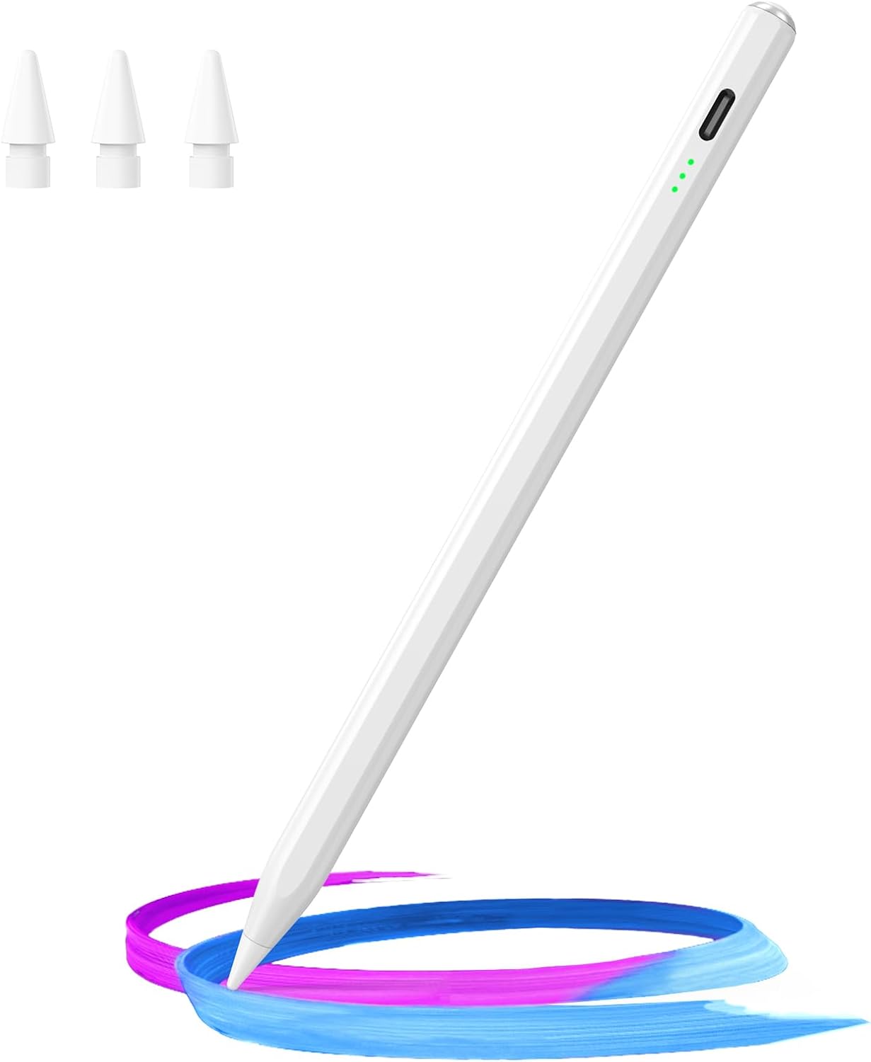 Stylus Pen for iPad(2018-2025)-13 Mins Fast Charge with Tilt Sensitivity & Palm Rejection for iPad 11/10/9/8/7/6th Gen, Air 7/6/5/4/3/M3/M2, Pro 13"/12.9"/11"/M4, Mini 7/6/5th,White