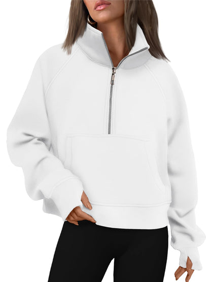 AUTOMET Womens Sweatshirts Half Zip Cropped Pullover Fleece Quarter Zipper Hoodies 2025 Fall Fashion Outfits Clothes