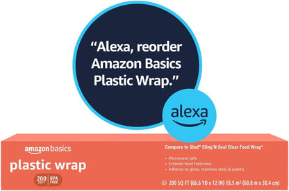 Amazon Basics Plastic Wrap, 200 Sq Ft, Pack of 1
