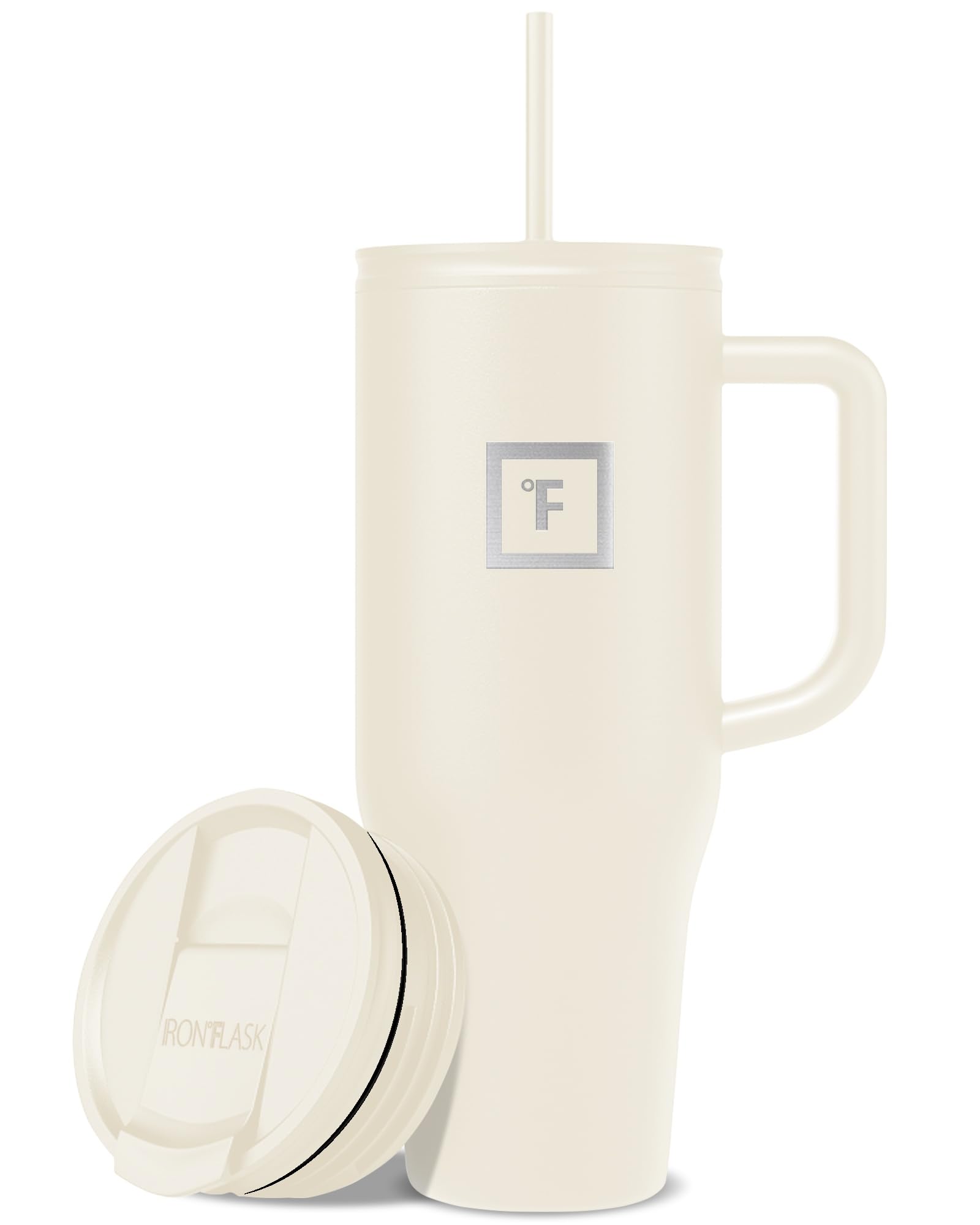 IRON °FLASK Co-Pilot Insulated Mug w/Straw & Flip Cap Lids - Cup Holder Bottle for Hot, Cold Drink - Leak-Proof - Water, Coffee Portable Travel Mug - Aurora, 40 Oz