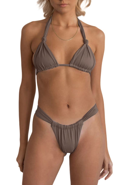 Women Two Piece Swimsuits Halter Triangle String Bikini Sets Sexy Ruched Brazilian Cheeky Thong Bathing Suit