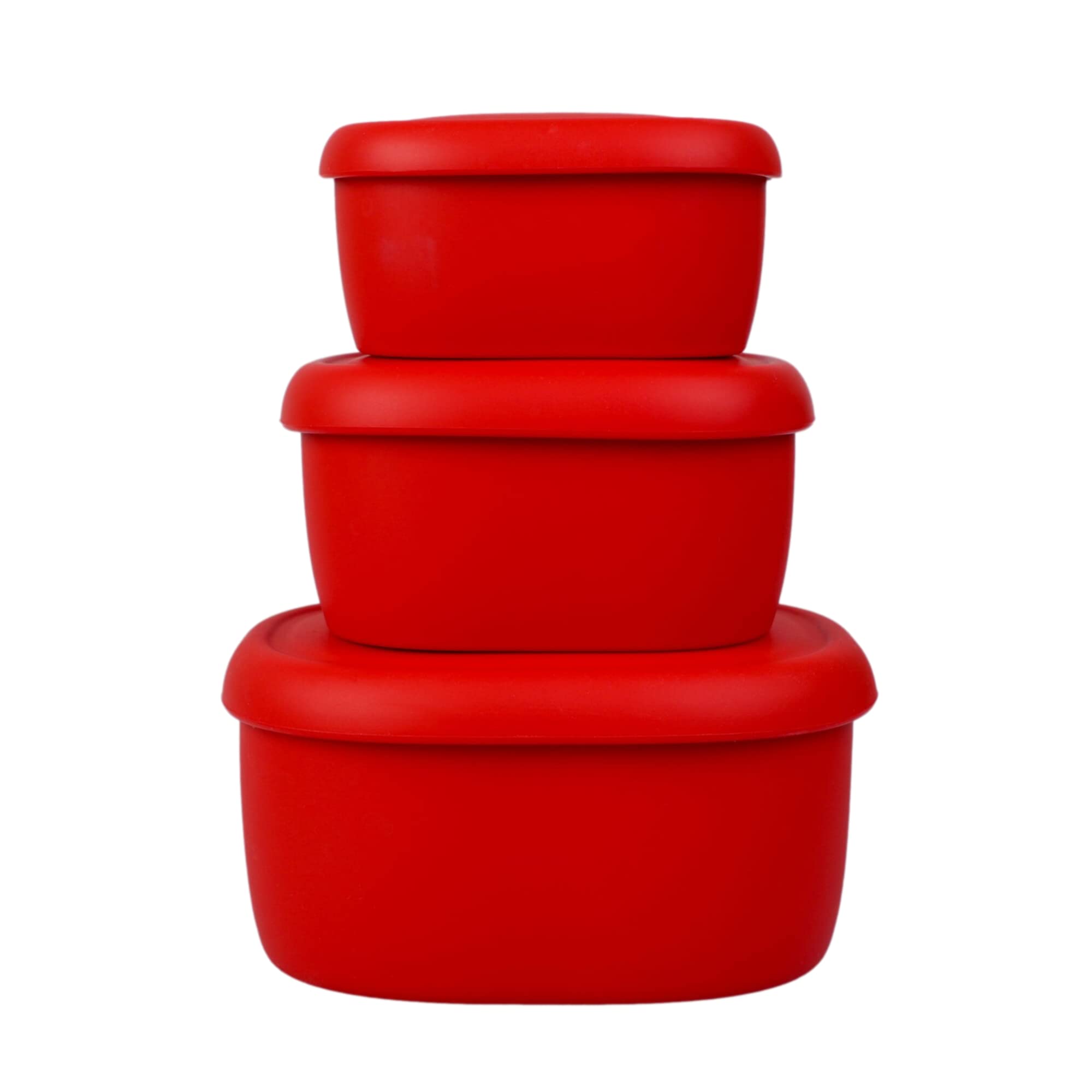 BLUE GINKGO Nesting Silicone Containers - Set of 3 Hard-Shell Silicone Food Storage Containers | BPA Free, Airtight, Dishwasher and Freezer Safe (6.7oz, 10oz, 20oz) - Yellow
