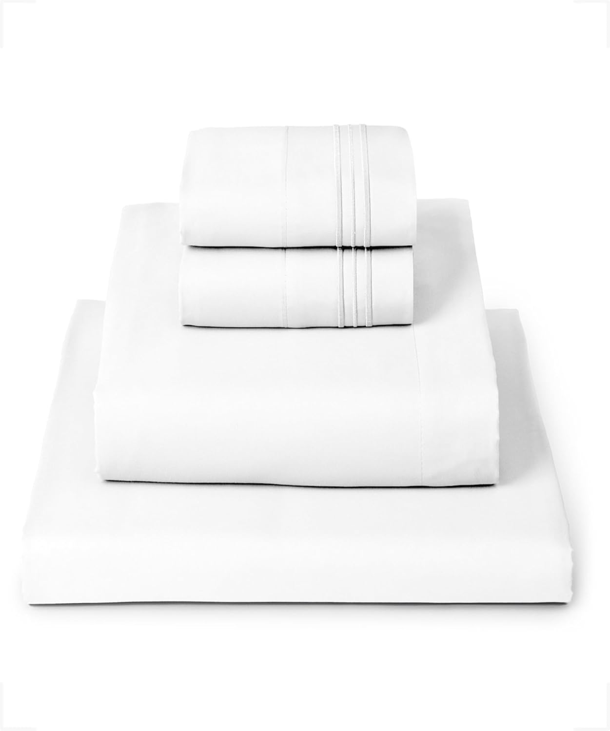 Mellanni Full Sheets Set - 4 PC Iconic Collection Bedding - Hotel Luxury, Extra Soft, Cooling Bed Sheets - Wrinkle, Fade, Stain Resistant (Full, White)