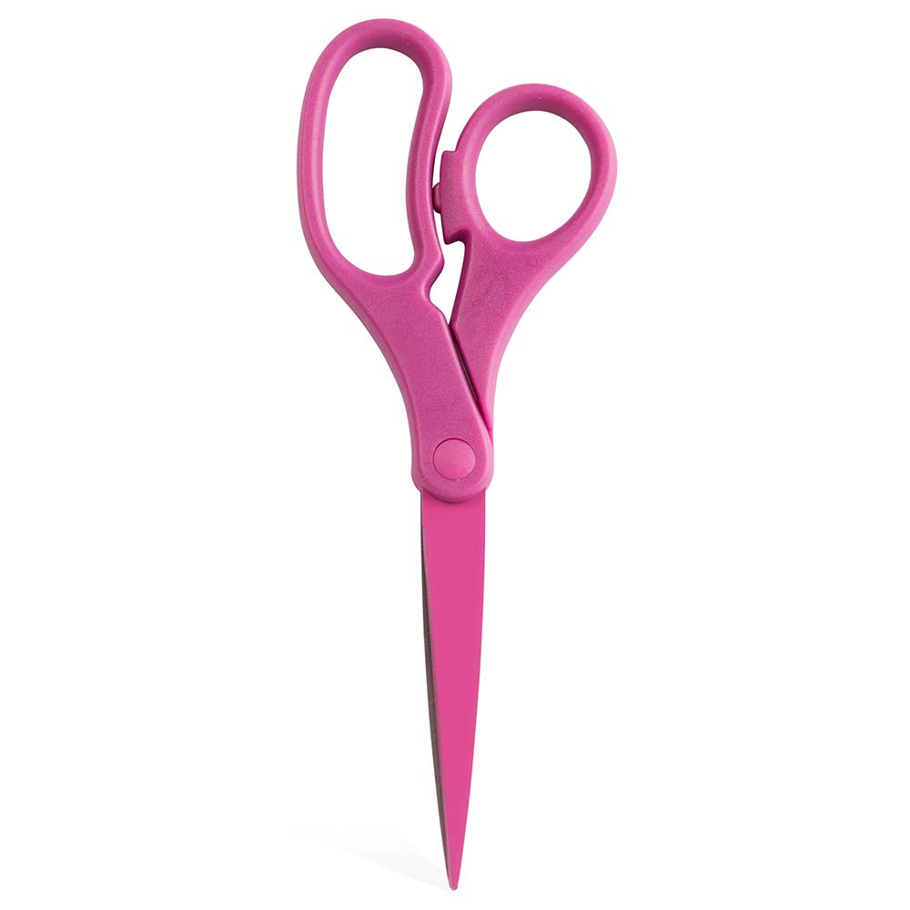 JAM PAPER Multi-Purpose Precision Scissors - 8 Inch - Neon Lime Green - Ergonomic Handle & Stainless Steel Blades - Sold Individually