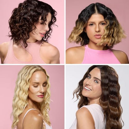 L'ANGE Hair SculptWaver Titanium Deep Wave Crimper | Modern Crimper for Easy, Uniform Waves & Sculpted Texture | Negative Ion Technology for Frizz-Free Shine & Smooth Hair (Blush - Large)