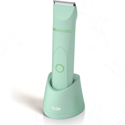 OLOV Electric Body Hair Trimmer - Groin Trimmer for Men - Bikini Trimmer Women - Wet/Dry Shaver Groomer, Replaceable Ceramic Blade Heads, USB Recharge Dock, Waterproof Hygiene Razor,Black