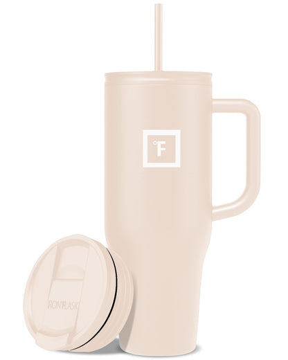 IRON °FLASK Co-Pilot Insulated Mug w/Straw & Flip Cap Lids - Cup Holder Bottle for Hot, Cold Drink - Leak-Proof - Water, Coffee Portable Travel Mug - Aurora, 40 Oz