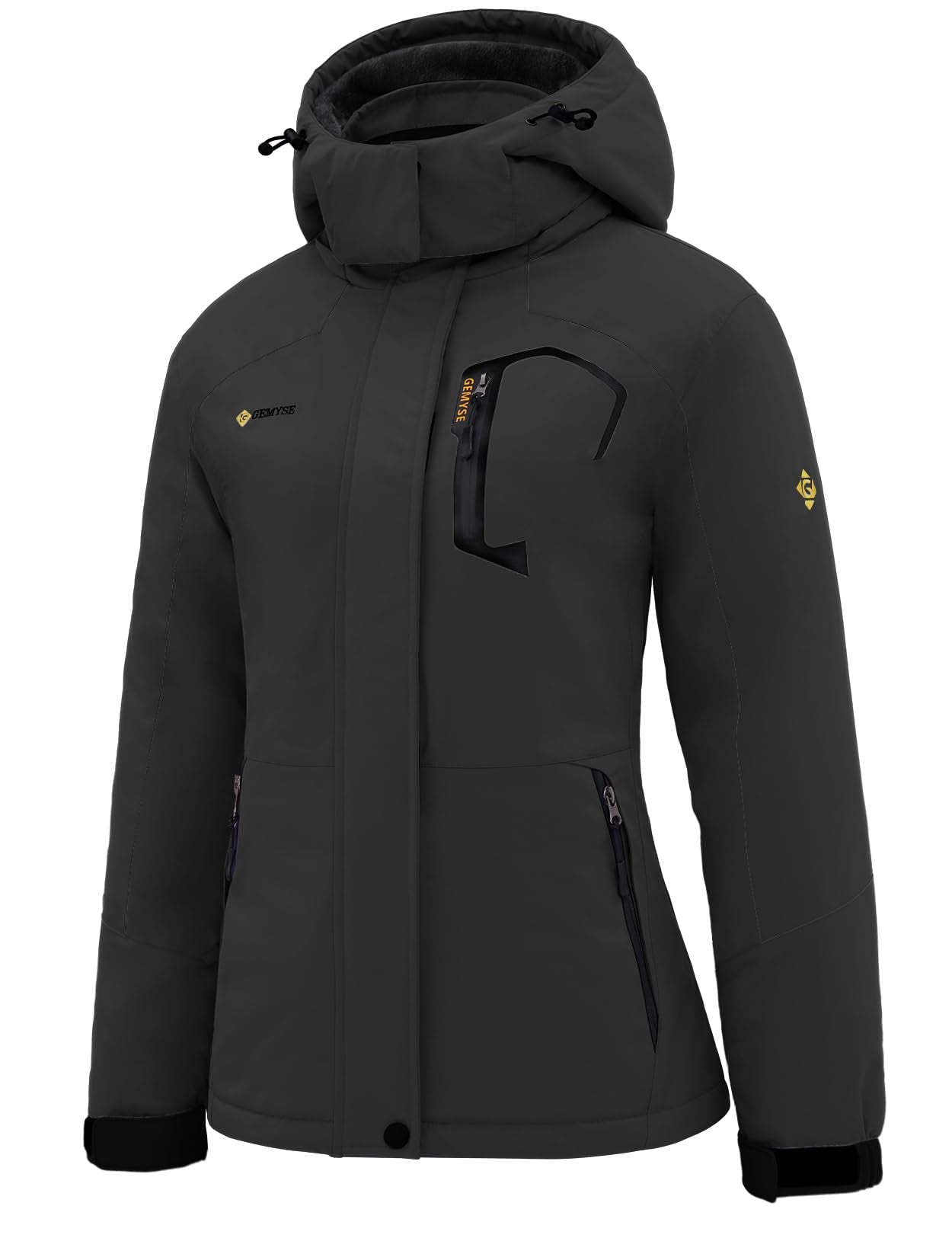 GEMYSE Women's Ski Snow Jacket Warm Winter Waterproof Coat Snowboard Rain Jacket Hooded Windproof Windbreaker