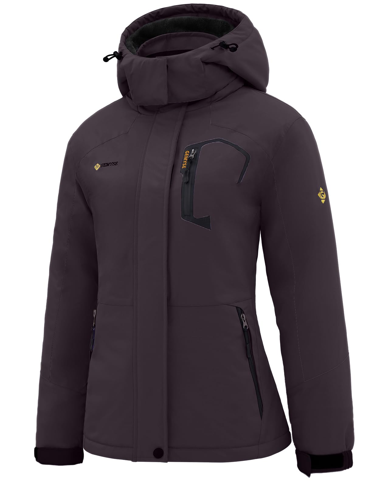 GEMYSE Women's Ski Snow Jacket Warm Winter Waterproof Coat Snowboard Rain Jacket Hooded Windproof Windbreaker