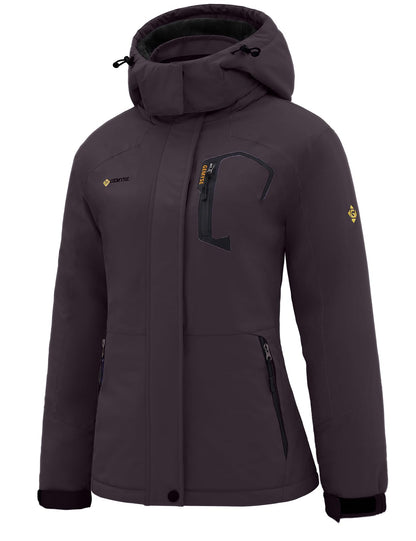 GEMYSE Women's Ski Snow Jacket Warm Winter Waterproof Coat Snowboard Rain Jacket Hooded Windproof Windbreaker