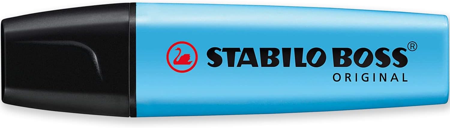 STABILO Highlighter BOSS ORIGINAL - Essential Pack of 5 - Red, Yellow, Light Blue, Light Green & Lavender