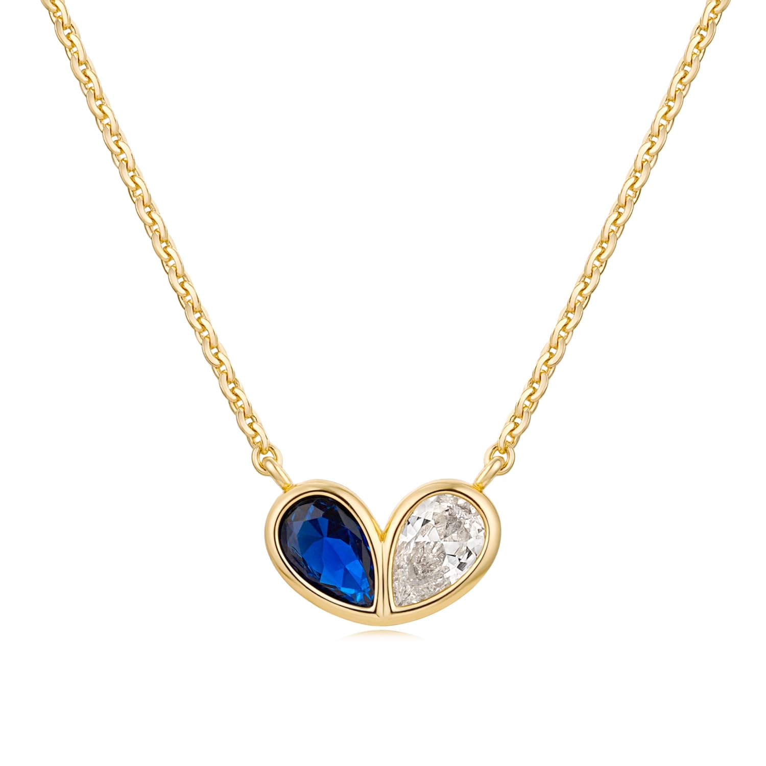 MYEARS Women Gold Necklace Heart Pendant Double Waterdrop Cubic Zirconia 14K Simple Dainty Chain Everyday Trendy Jewelry