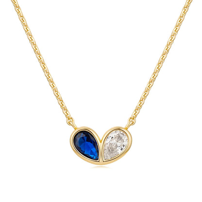 MYEARS Women Gold Necklace Heart Pendant Double Waterdrop Cubic Zirconia 14K Simple Dainty Chain Everyday Trendy Jewelry