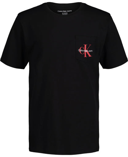Calvin Klein Boys' Short Sleeve Pocket Logo Crew Neck T-Shirt, Soft, Comfortable, Relaxed Fit
