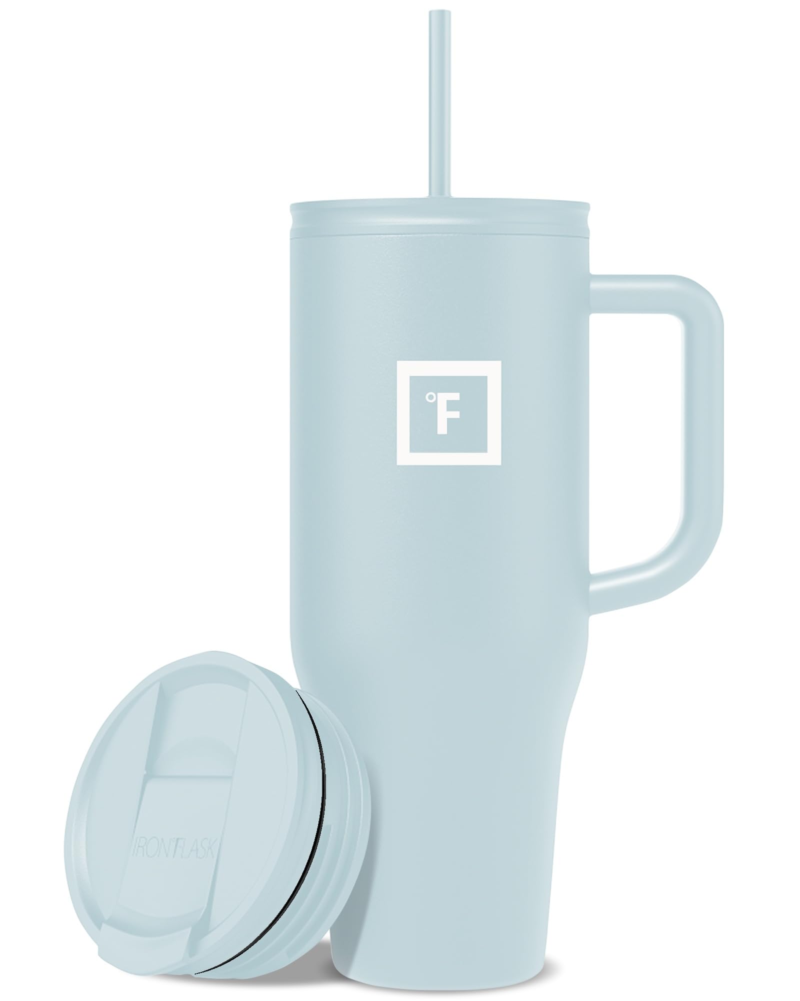 IRON °FLASK Co-Pilot Insulated Mug w/Straw & Flip Cap Lids - Cup Holder Bottle for Hot, Cold Drink - Leak-Proof - Water, Coffee Portable Travel Mug - Aurora, 40 Oz