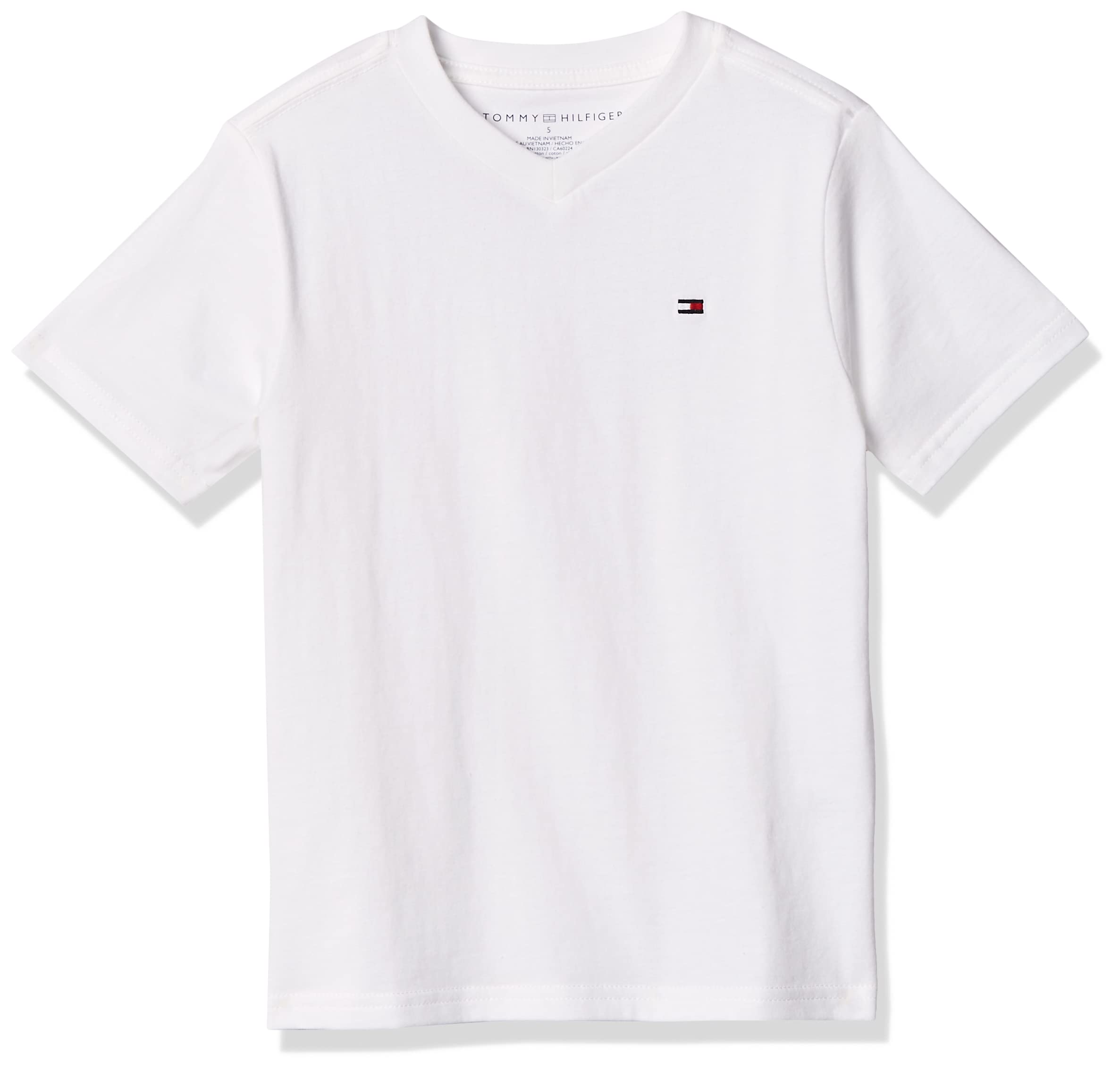 Tommy Hilfiger Boys' Short Sleeve Solid V-Neck T-Shirt, Soft, Comfortable, Relaxed Fit