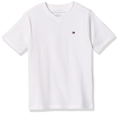 Tommy Hilfiger Boys' Short Sleeve Solid V-Neck T-Shirt, Soft, Comfortable, Relaxed Fit