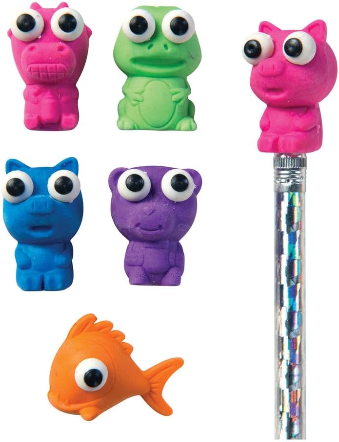 Raymond Geddes Animal Pencil Top Erasers for Kids (Pack of 50)