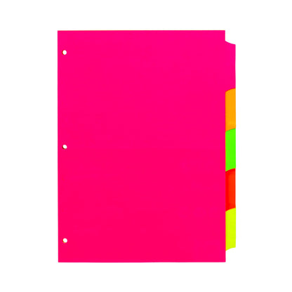 Pukka Pad, 5 Dividers, Binder Notebook File Page Separators, 5 Packs of 5 Tab Set, 8 ½ x 11 in. Neon Colors