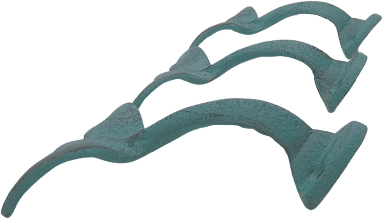 Light Blue Whale Tail Cast Iron Wall Hooks, Wall Mounted for Hanging Coats, Purses, Towels, Hats, Beach Themed Wall Decor, Set of 3, 4.75 Inches High