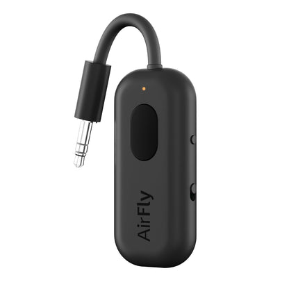 AirFly Pro 2 Deluxe – Bluetooth Adapter for Airplane, Pair 2 AirPods or Wireless Headphones – 3.5mm AUX Bluetooth Transmitter/Receiver for Cars, Boats, Treadmills, TVs – Airplane Travel Essentials