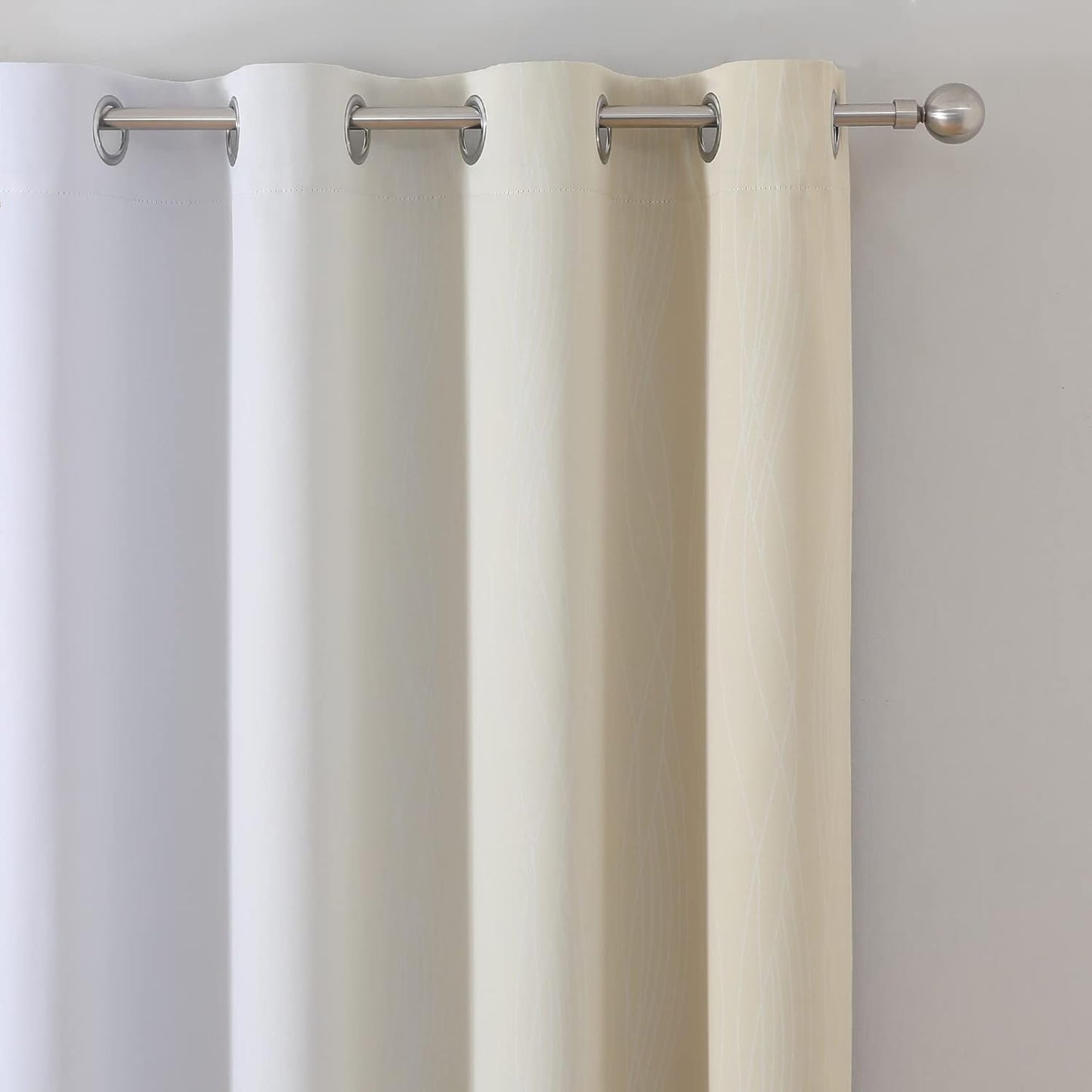 Estelar Textiler Beige and Greyish White Blackout Curtains for Living Room, Full Room Darkening Gradient Drapes for Bedroom, Thermal Insulated Ombre Grommet Curtains for Dining Room,52Wx84L,2 Panels