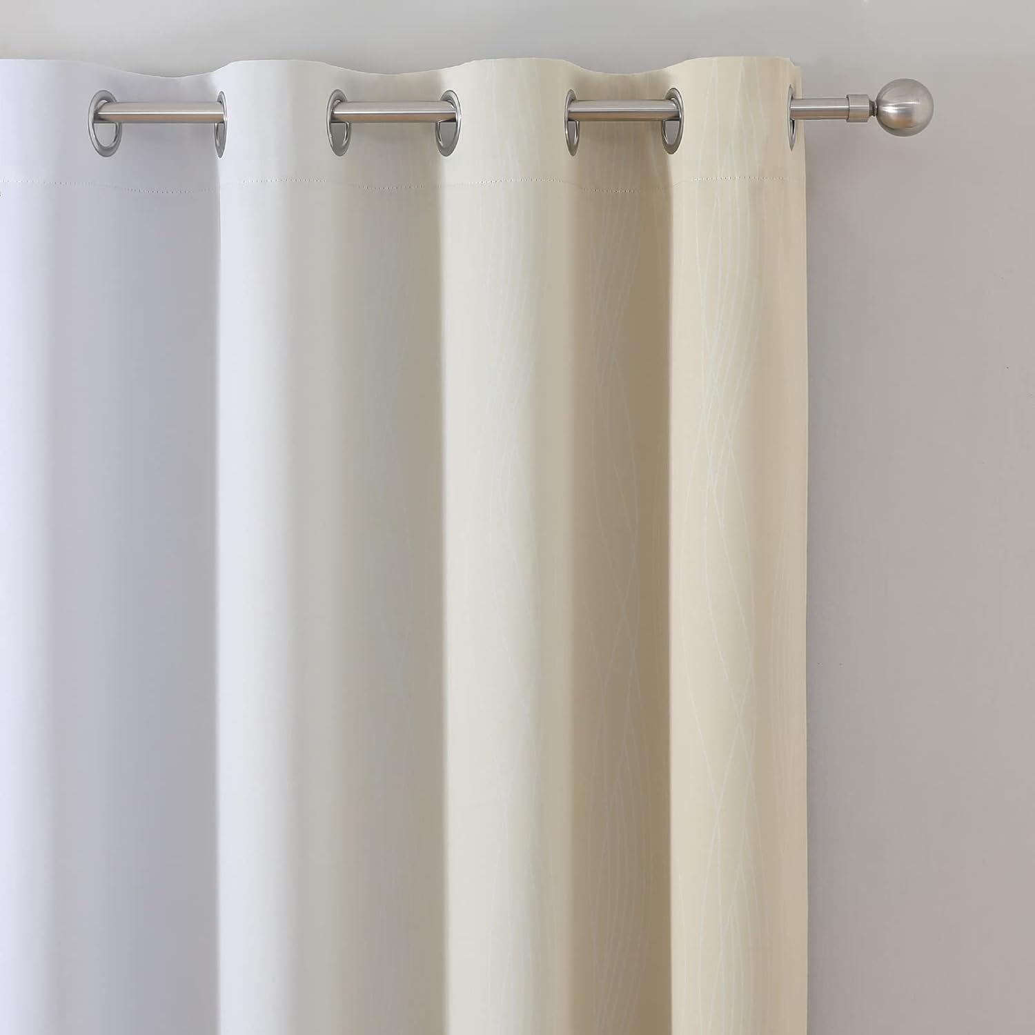 Estelar Textiler Beige and Greyish White Blackout Curtains for Living Room, Full Room Darkening Gradient Drapes for Bedroom, Thermal Insulated Ombre Grommet Curtains for Dining Room,52Wx84L,2 Panels