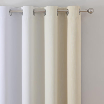 Estelar Textiler Beige and Greyish White Blackout Curtains for Living Room, Full Room Darkening Gradient Drapes for Bedroom, Thermal Insulated Ombre Grommet Curtains for Dining Room,52Wx84L,2 Panels
