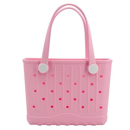 Rubber Tote Bag Small Beach Bag Waterproof Travel Bags Washable Tote Portable Open Handbag for Sports Beach Boat Outdoor