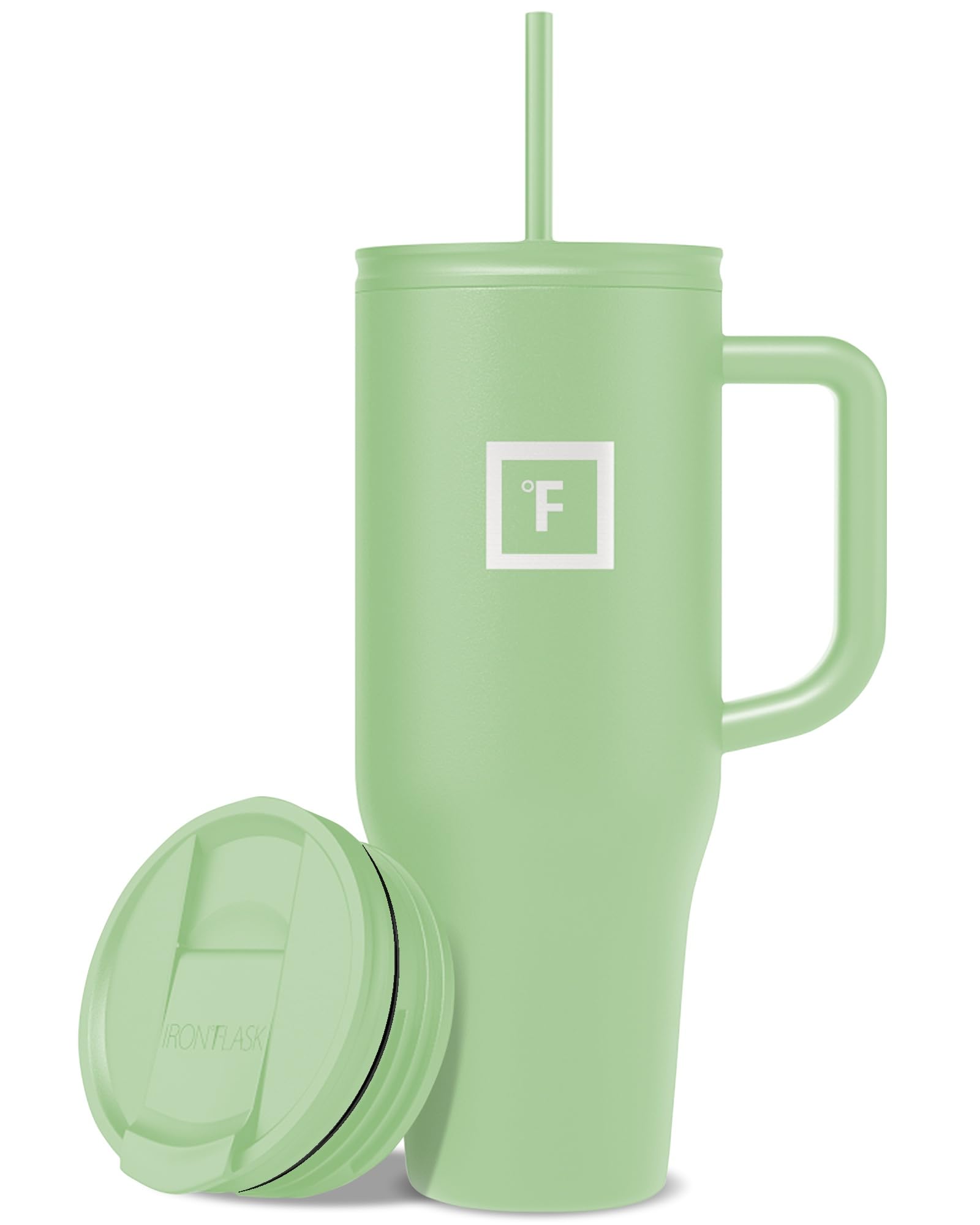 IRON °FLASK Co-Pilot Insulated Mug w/Straw & Flip Cap Lids - Cup Holder Bottle for Hot, Cold Drink - Leak-Proof - Water, Coffee Portable Travel Mug - Aurora, 40 Oz
