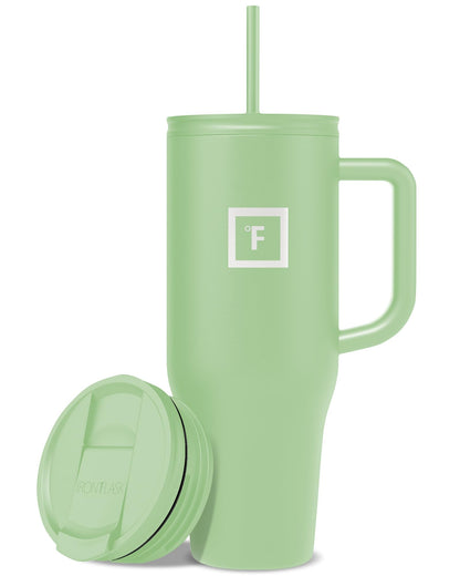 IRON °FLASK Co-Pilot Insulated Mug w/Straw & Flip Cap Lids - Cup Holder Bottle for Hot, Cold Drink - Leak-Proof - Water, Coffee Portable Travel Mug - Aurora, 40 Oz