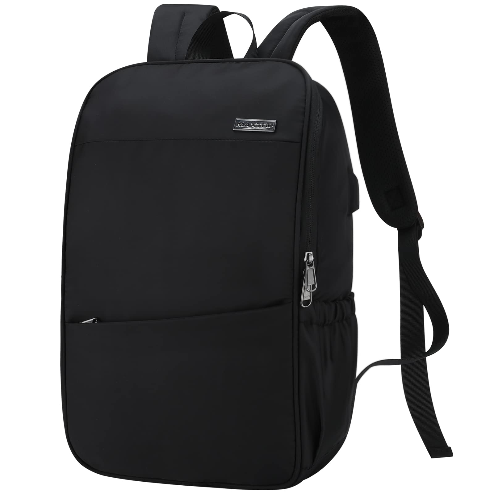 MAXTOP Deep Storage Laptop Backpack with USB Charging Port[Water Resistant] College Computer Bookbag Fits 15 Inch Laptop Black