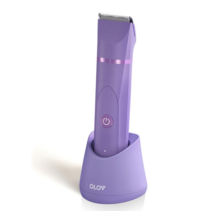 OLOV Electric Body Hair Trimmer - Groin Trimmer for Men - Bikini Trimmer Women - Wet/Dry Shaver Groomer, Replaceable Ceramic Blade Heads, USB Recharge Dock, Waterproof Hygiene Razor,Black