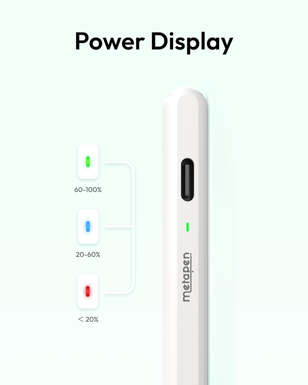 Metapen Pencil Air8 for Apple iPad 2018-2025, 10 Min Faster Charge, Palm Rejection Stylus Pen for iPad a16/11/10/9/8/7/6th Gen, Pro 12.9/11/13-inch M4, Air 3/4/5/M2/M3, Mini 5/6th