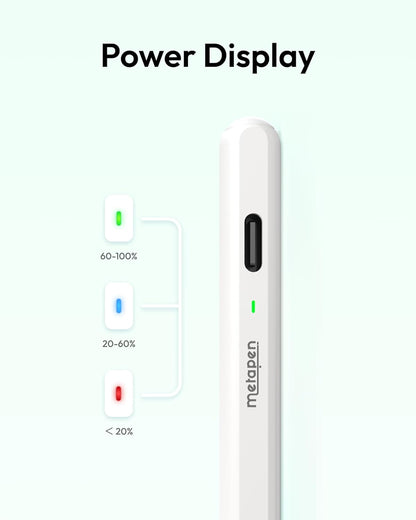 Metapen Pencil Air8 for Apple iPad 2018-2025, 10 Min Faster Charge, Palm Rejection Stylus Pen for iPad a16/11/10/9/8/7/6th Gen, Pro 12.9/11/13-inch M4, Air 3/4/5/M2/M3, Mini 5/6th