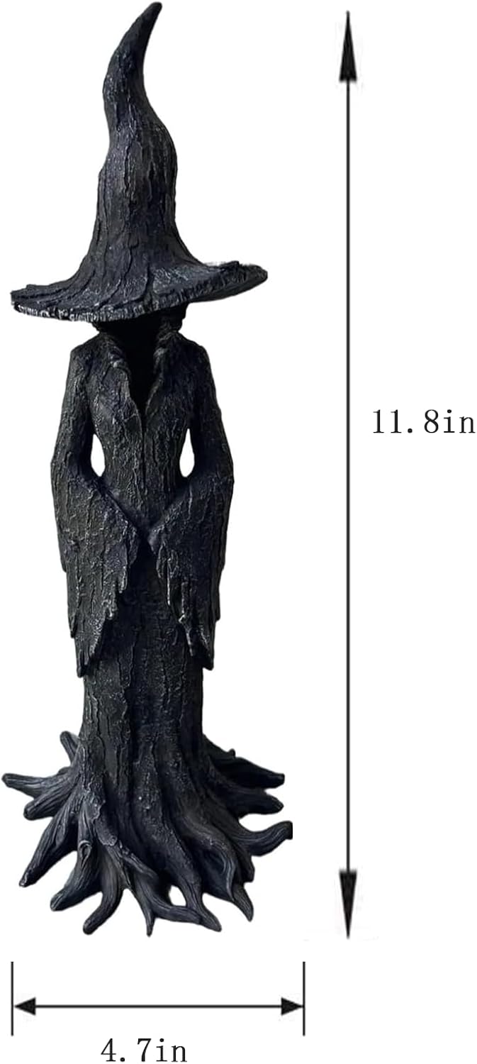 Cracker Barrel Witch Statue, Halloween Witch Statue Decor Indoor Gothic Resin Figurine, Dark Fantasy Ornament, Halloween Witch Figurines Table Home Festival Decoration (11.8in)