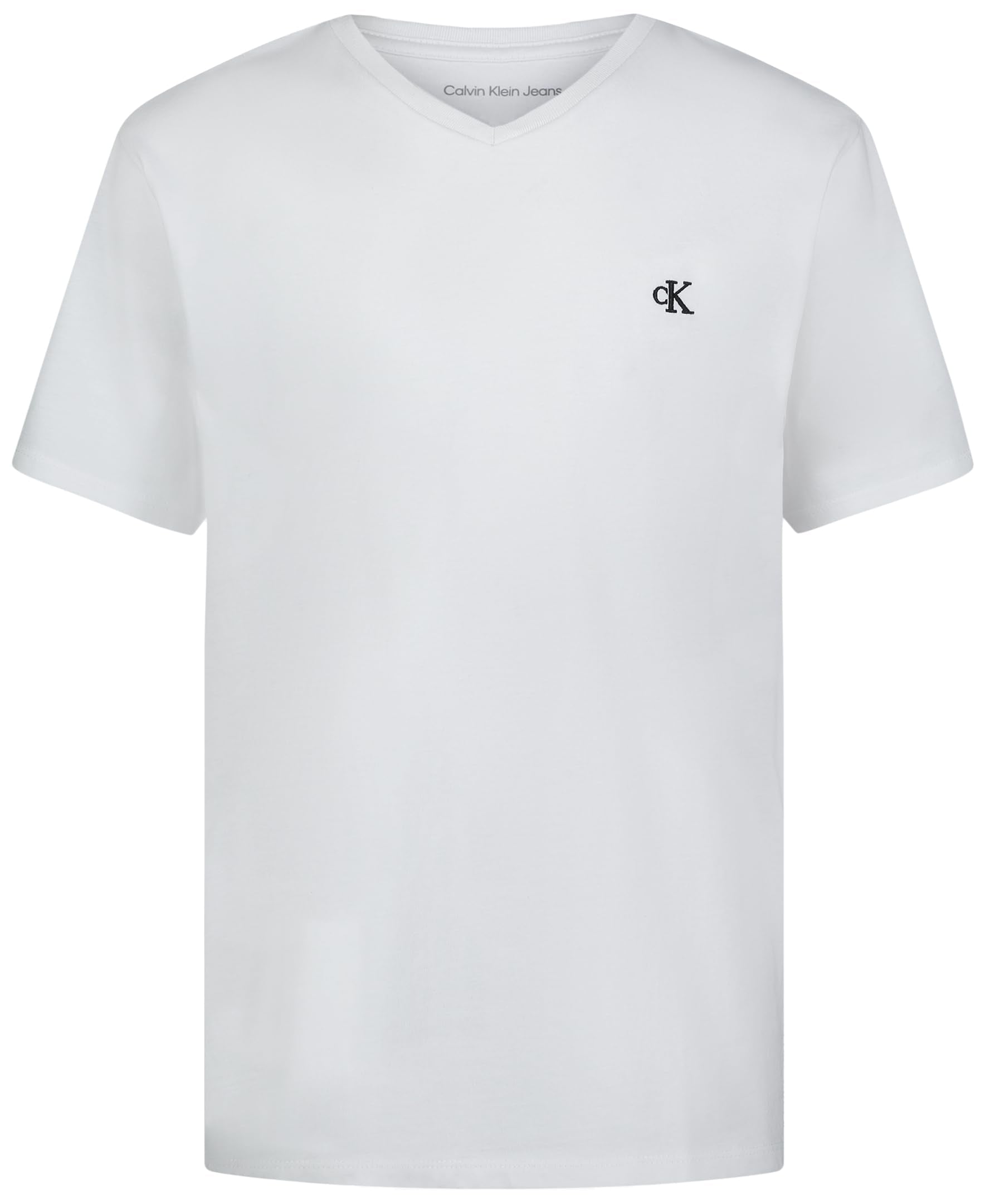 Calvin Klein Boys' Short Sleeve Solid V-Neck T-Shirt, Soft, Comfortable, Relaxed Fit